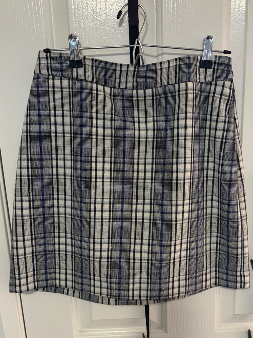 Nine West Blue and Gray Plaid Mini Skirt